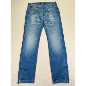 KILLAH Women's 29 Jeans‎ MARLENE TROUSERS Ankle Zip SIXTY Whiskers Rag Flake